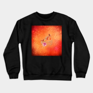 Music key notes and clef with birds Crewneck Sweatshirt